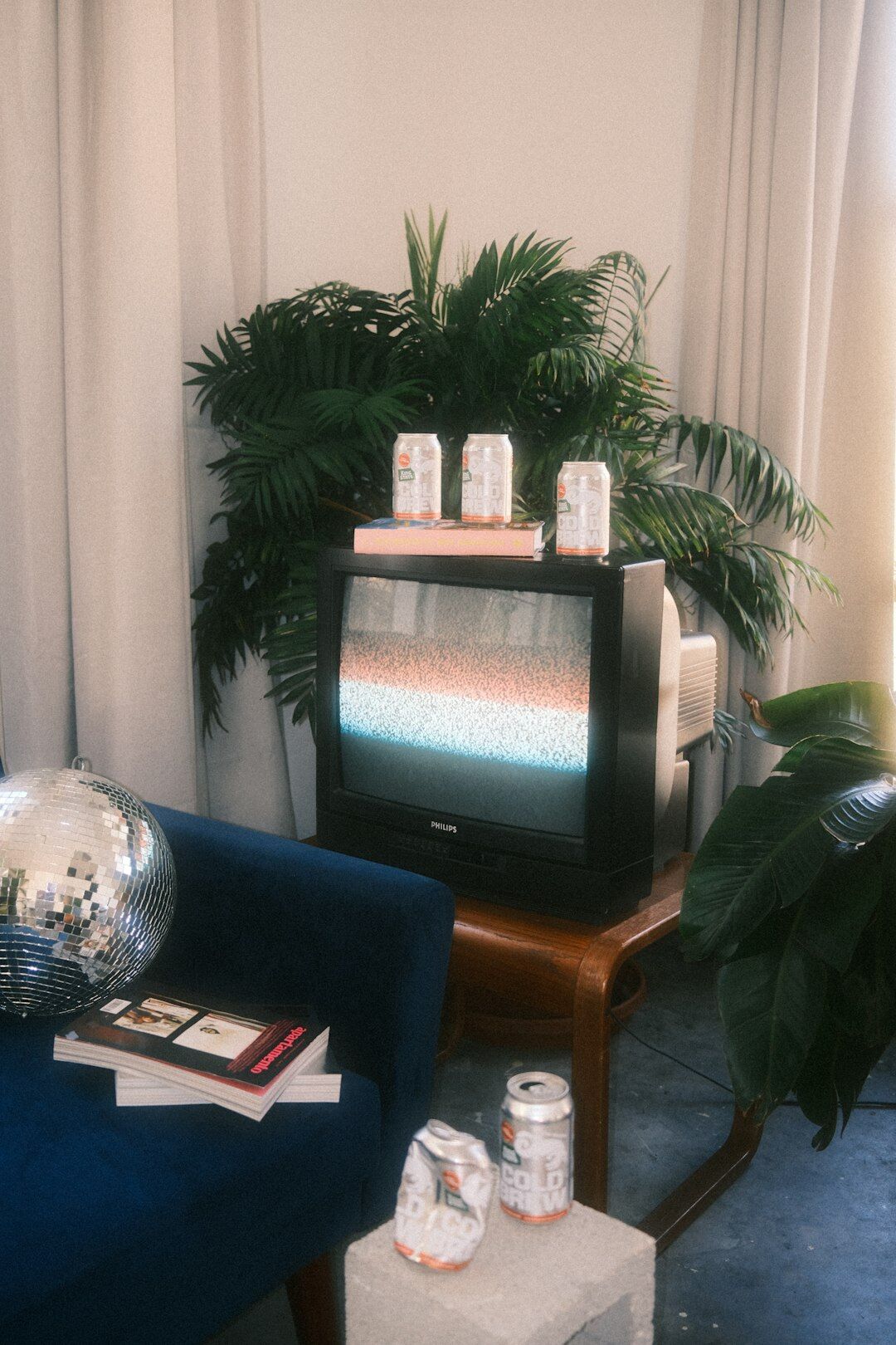 vintage television set in living room